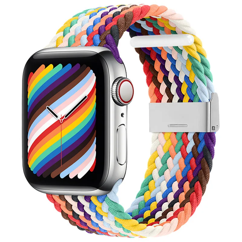 Spletený látkový remienok Látkový remienok na náramok pre Apple Watch 42/44/45/49 mm – viacfarebný