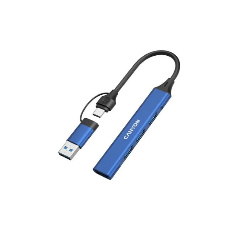 Canyon DS-02, USB-C Hub, 4 porty, 3xUSB 2.0 480Mbps, 1xUSB 3.0, 5Gbps,…