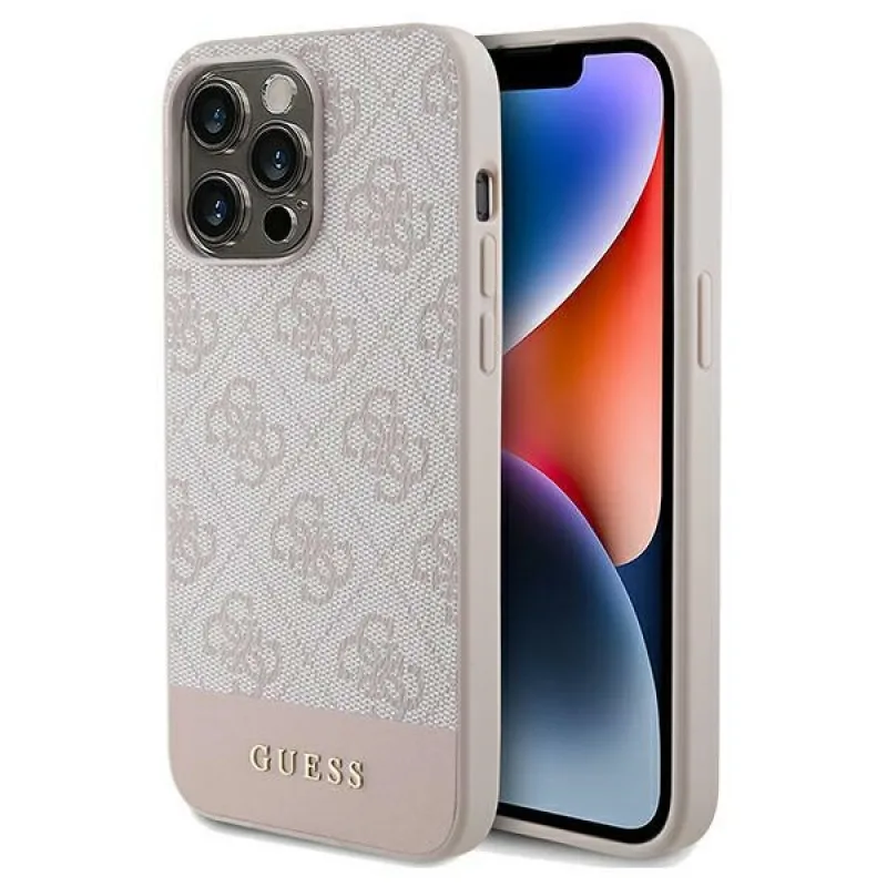 Puzdro Guess 4G Stripe Collection pre iPhone 14 Pro - ružové