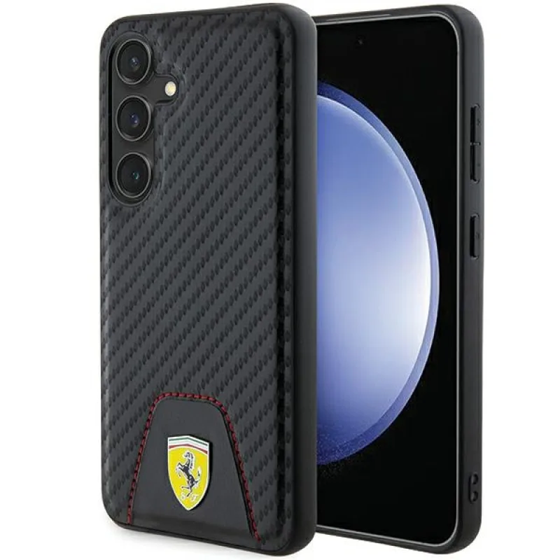 Kryt Ferrari Carbon Stitched Bottom pre Samsung Galaxy S24 - čierny