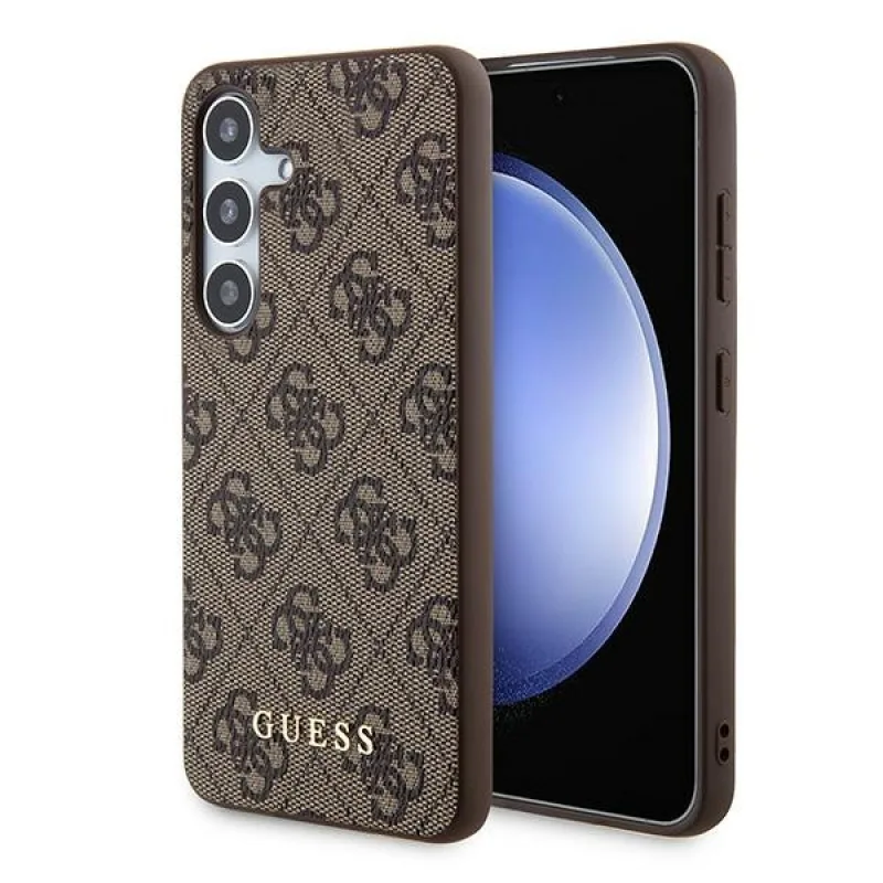 Puzdro Guess 4G Metal Gold Logo pre Samsung Galaxy A35 - hnedé