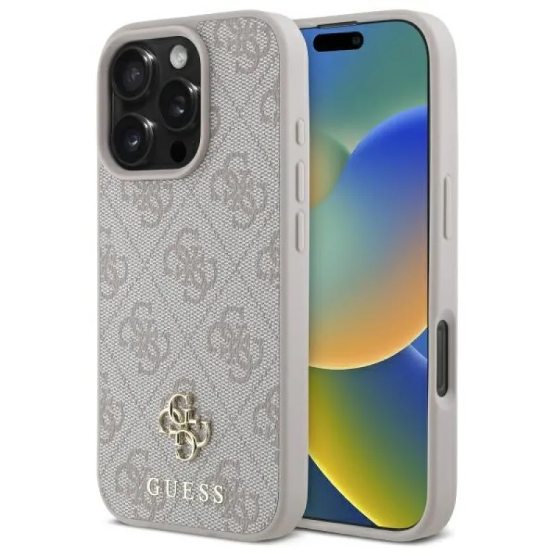 Guess 4G malé klasické puzdro MagSafe pre iPhone 16 Pro Max – ružové