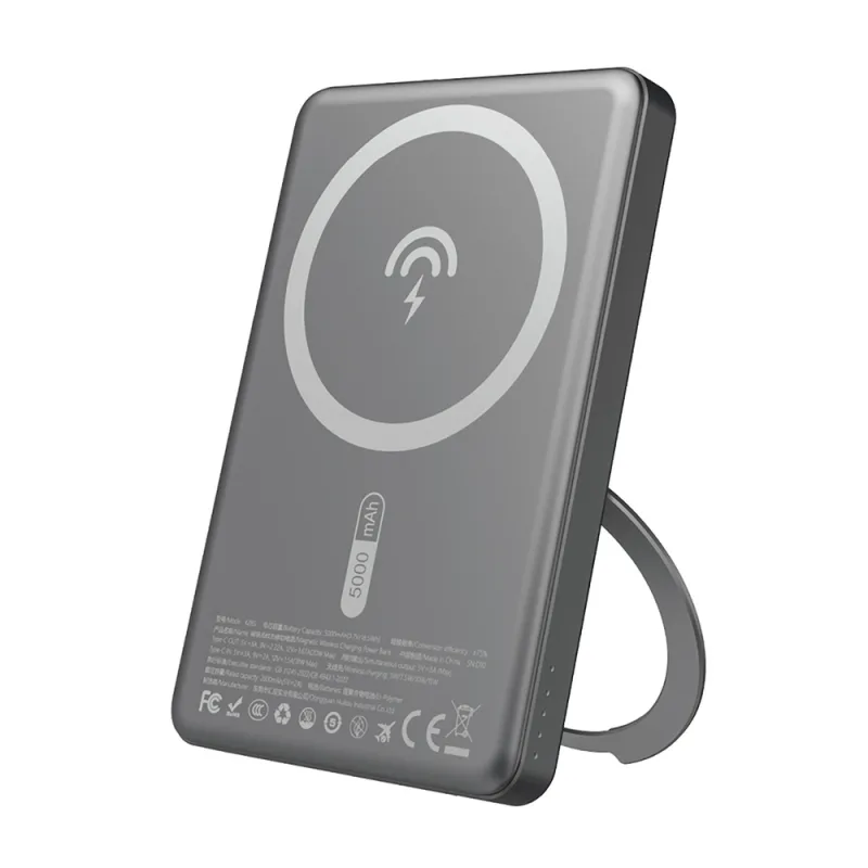 Powerbanka Dudao K28S 20W PD 5000mAh s MagSafe a stojanom - šedá