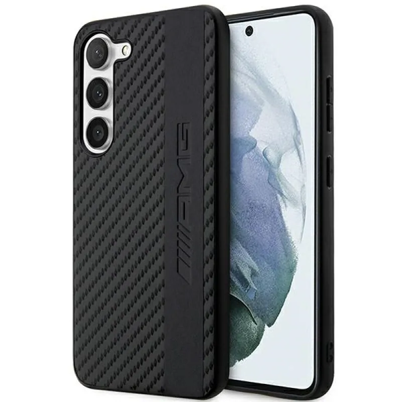 AMG AMHCS23MBLSCA S23+ S916 čierne/čierne pevné puzdro Carbon Stripe & Embossed