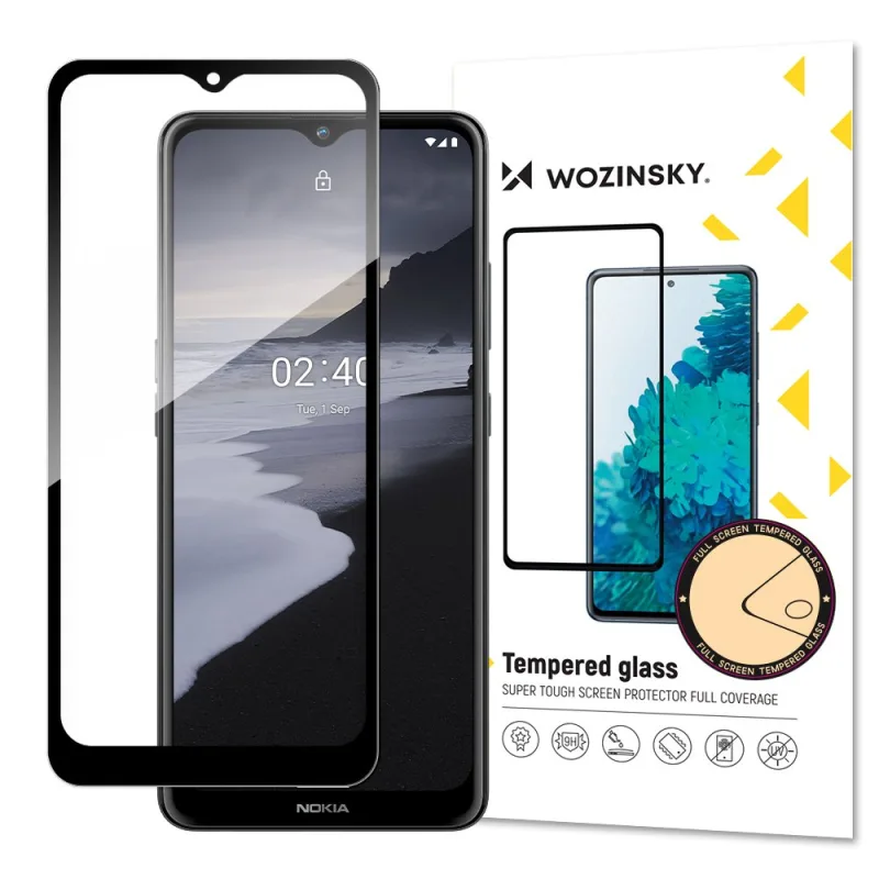 Wozinsky tvrdené sklo s celopriepustným lepidlom, super tvrdá ochrana obrazovky s úplným krytím s rámom vhodný pre telefón Nokia 2.4 čierna