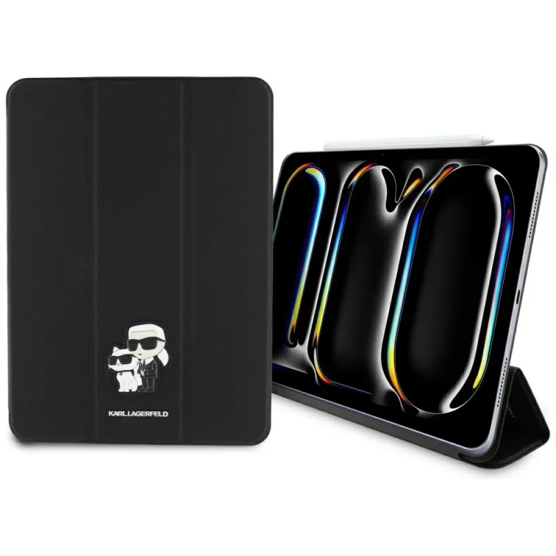 Karl Lagerfeld Saffiano Magnetické puzdro Karl & Choupette iPad Pro 11" 2024 Book Cover Case – čierne