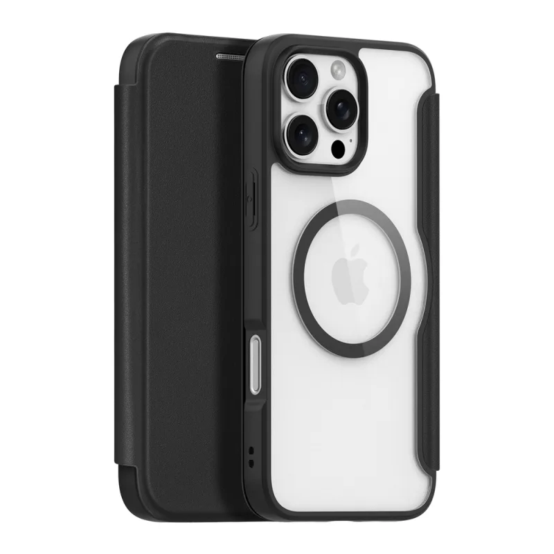 Puzdro Dux Ducis Skin X Pro iPhone 16 Pro s MagSafe a flip krytom – čierne