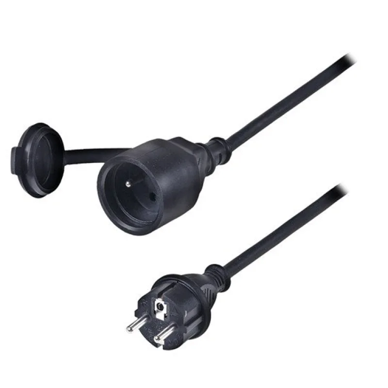 Solight predlžovací prívod - spojka, 1 zásuvka, čierna, gumová, 5m PS30