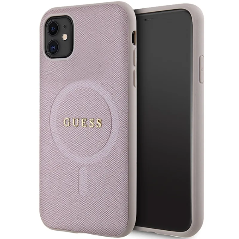 Guess GUHMN61PSAHMCP puzdro pre iPhone 11 / Xr - ružové Saffiano MagSafe