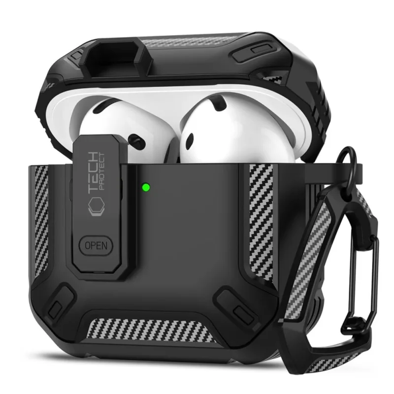 Puzdro Tech-Protect Carbonox pre AirPods 4 – čierne