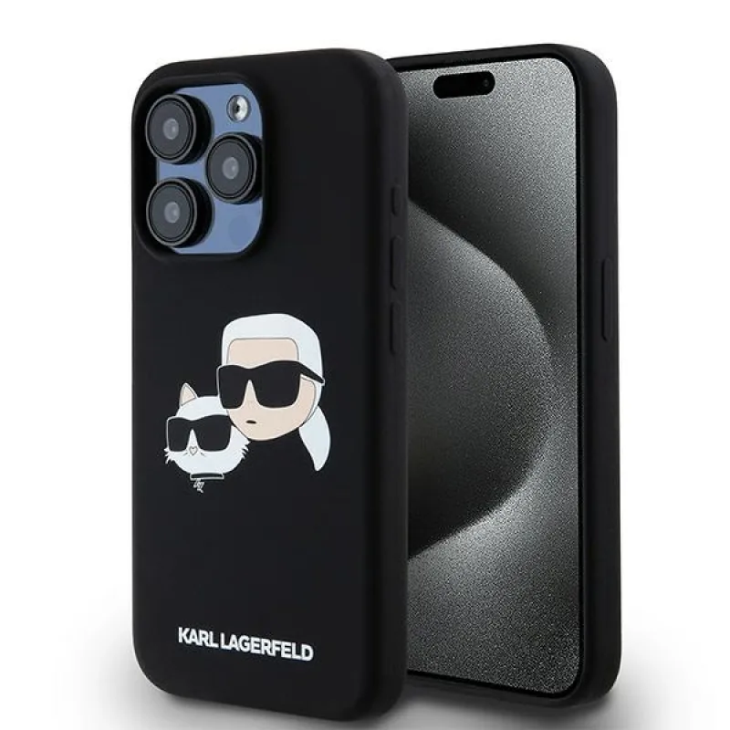 Karl Lagerfeld Silikónový obal Karl&Choupette MagSafe pre iPhone 15 Pro - čierny
