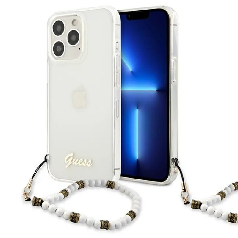 Priehľadné pevné puzdro Guess GUHCP13LKPSWH iPhone 13 Pro / 13 6,1" White Pearl