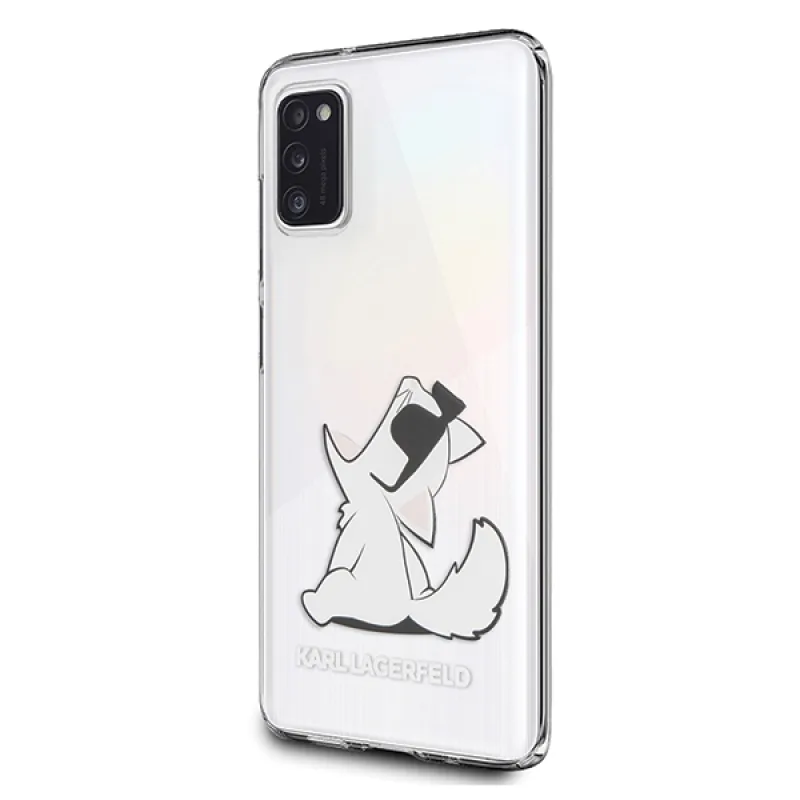 Zábavné puzdro Karl Lagerfeld Choupette pre Samsung A41 - priehľadné
