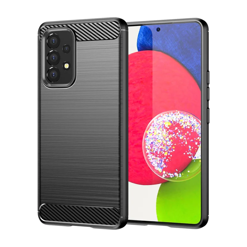 Carbon Case Flexible Cover Sleeve pre Samsung Galaxy A53 5G black