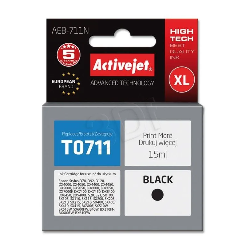 Atrament ActiveJet pre Epson T0711 čierna 10 ml