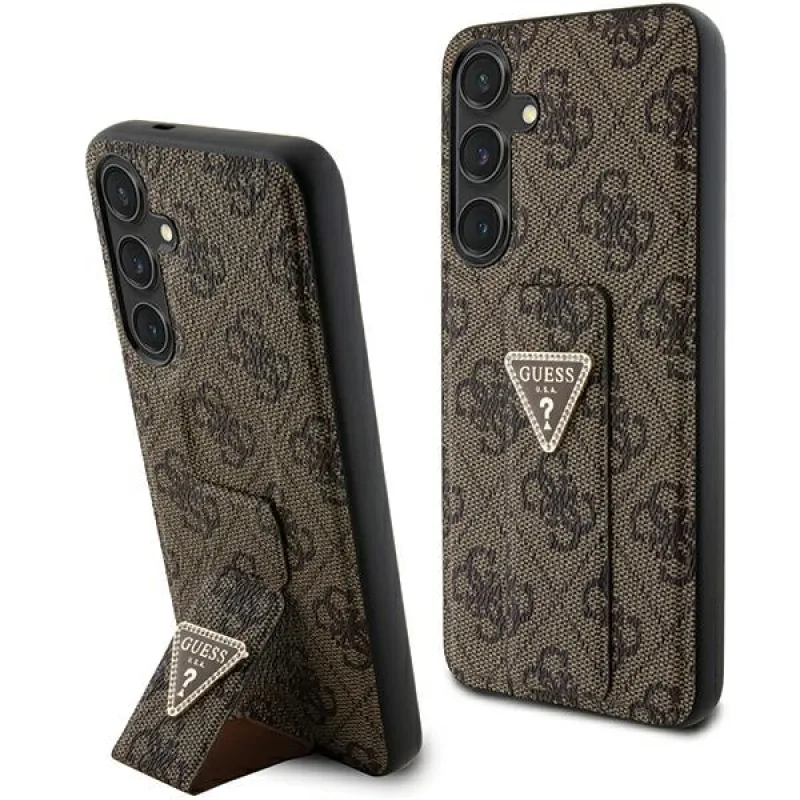 Guess GUHCS24SPGS4TDW S24 S921 hnedé/hnedé pevné puzdro Grip Stand 4G Triangle Strass
