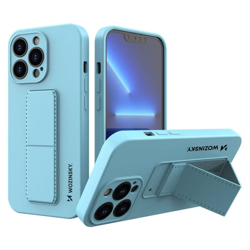 Wozinsky Kickstand Case iPhone 13 Pro Silikónové puzdro so stojanom Svetlomodré