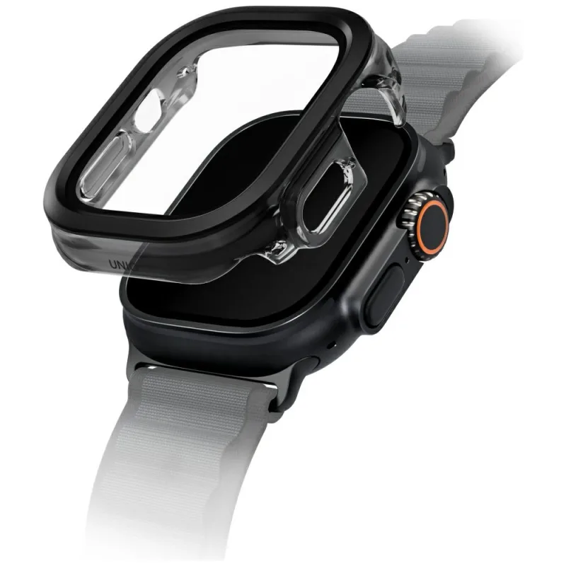 Puzdro Uniq Voute z tvrdeného skla pre Apple Watch Ultra 49 mm – čierne