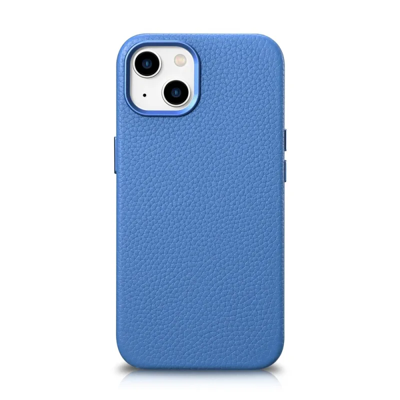 Prémiové kožené puzdro iCarer Litchi Magnetické kožené puzdro iPhone 14 Plus so svetlomodrou MagSafe (WMI14220711-LB)