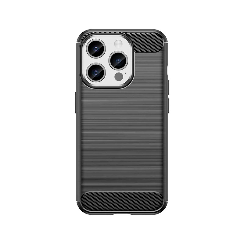 Flexibilné puzdro s karbónovým vzorom pre iPhone 15 Pro Carbon Case - čierne