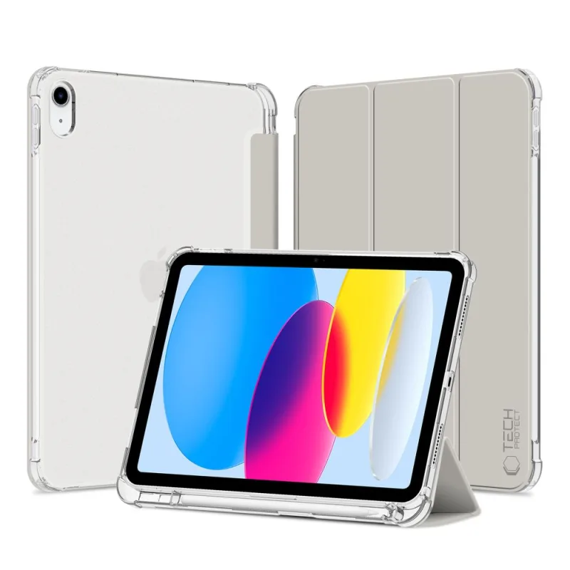 Hybridné puzdro na pero Tech-Protect SC pre iPad 10/2022 – sivé – priehľadné