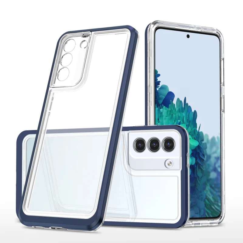 Priehľadné puzdro 3v1 pre Samsung Galaxy S21 + 5G (S21 Plus 5G) rám gélový kryt modrý
