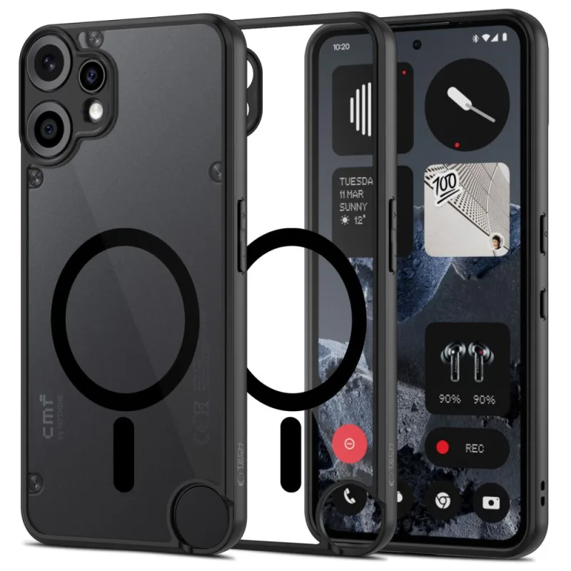 Puzdro Tech-Protect MagMat MagSafe pre nič CMF Phone 2 Pro – čierne a priehľadné