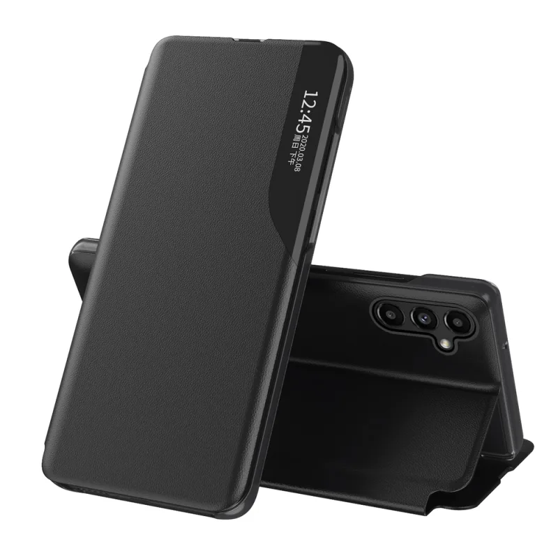 Puzdro Eco Leather View Case pre Samsung Galaxy A14 s výklopným stojanom čierne