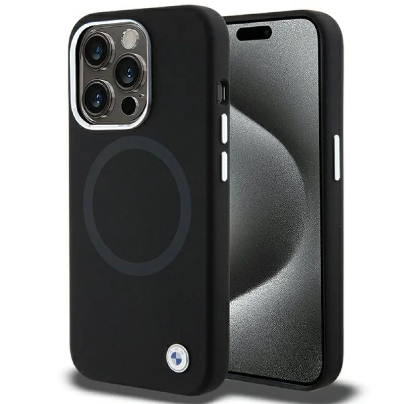 BMW Signature Liquid Silicone MagSafe obal pre iPhone 15 Pro - čierny