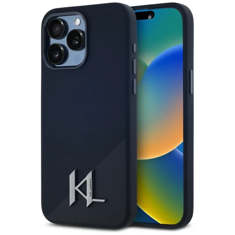 Karl Lagerfeld silikónový tieňový kov Initial MagSafe Case pre iPhone 15 Pro Black