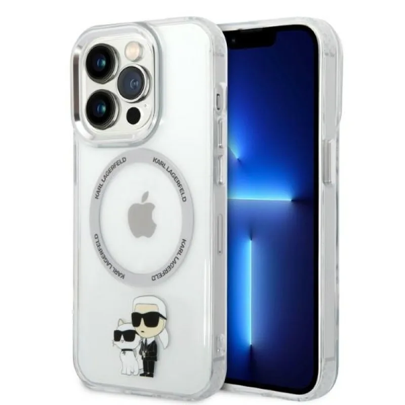 Karl Lagerfeld Iconic Karl&Choupette MagSafe puzdro pre iPhone 14 Pro - priehľadné
