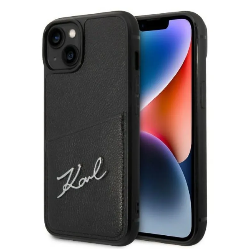 Kryt Karl Lagerfeld Signature Logo Cardslot pre iPhone 14 Plus - čierny