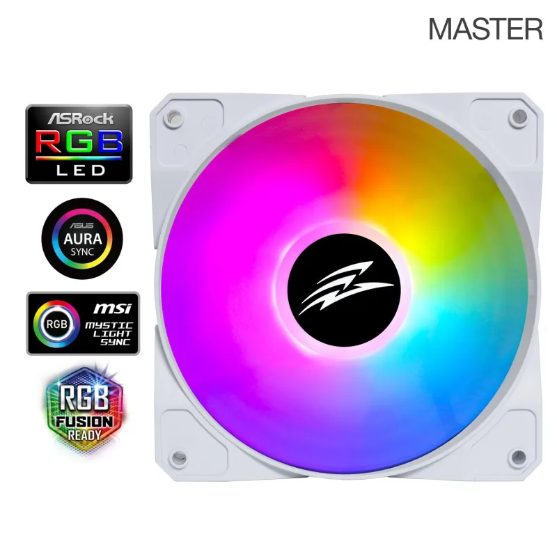 EVOLVEO 12FMW, ventilátor, 120mm, 4pin molex, ARGB, master, biely…