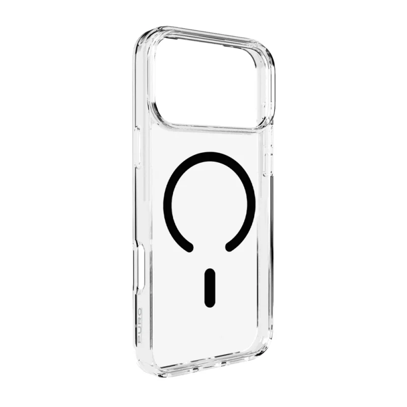 Puzdro Puro Lite Mag TPU+PC kompatibilné s MagSafe pre iPhone 17 Pro – priehľadné s čiernym krúžkom