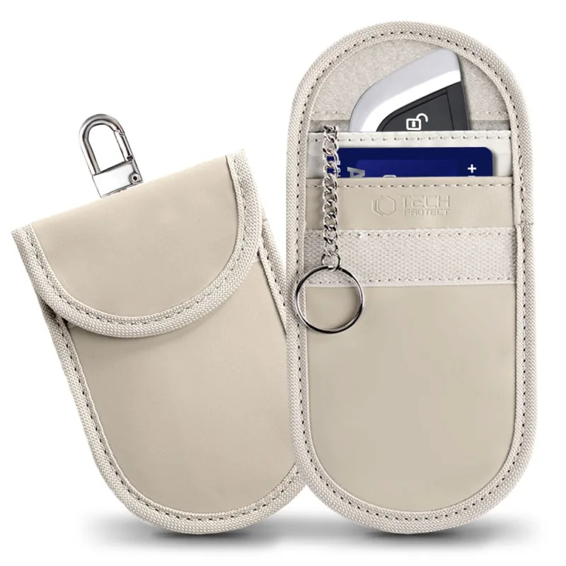 Puzdro na kľúče do auta Tech-Protect KLR100 s blokovaním RFID – béžové
