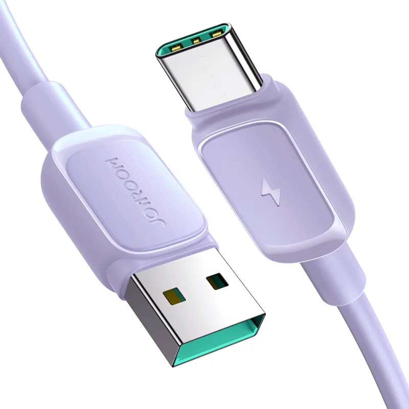 Viacfarebný kábel Joyroom A14 USB-A / USB-C 3A 1,2 m – fialový