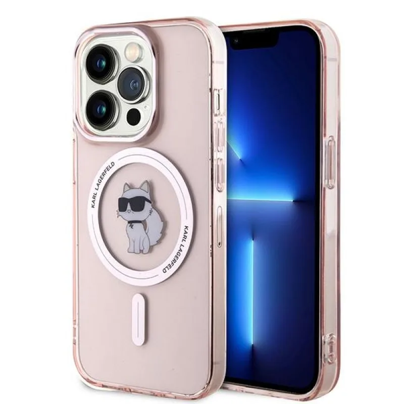 Puzdro Karl Lagerfeld IML Choupette MagSafe pre iPhone 14 Pro Max - ružové