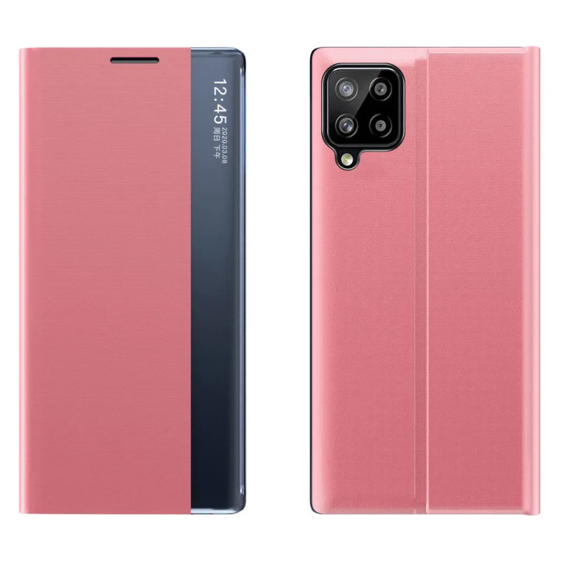 Sleep Case Puzdro typu Bookcase s inteligentným okienkom pre Samsung Galaxy A22 4G ružové