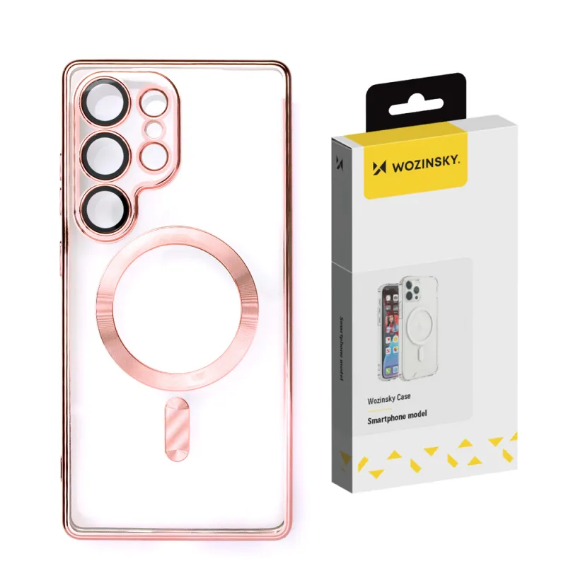 Wozinsky galvanicky pokovené puzdro s Magsafe pre Samsung Galaxy S25 Ultra - ružové