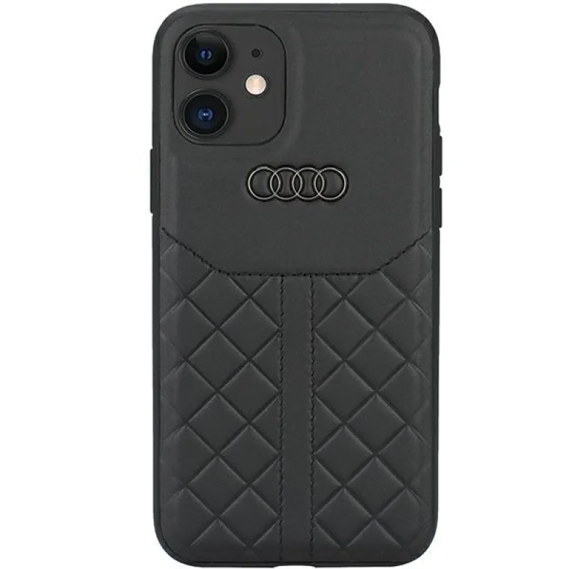Audi Originálne kožené puzdro na iPhone 11 / Xr 6,1" čierno/čierne pevné puzdro AU-TPUPCIP11R-Q8/D1-BK
