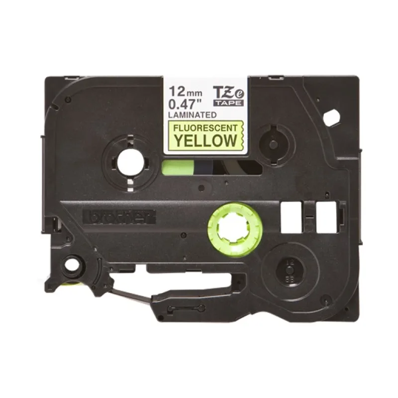 TZE-C31, čierna tlač na fluroscenčné žlté, 12 mm TZEC31
