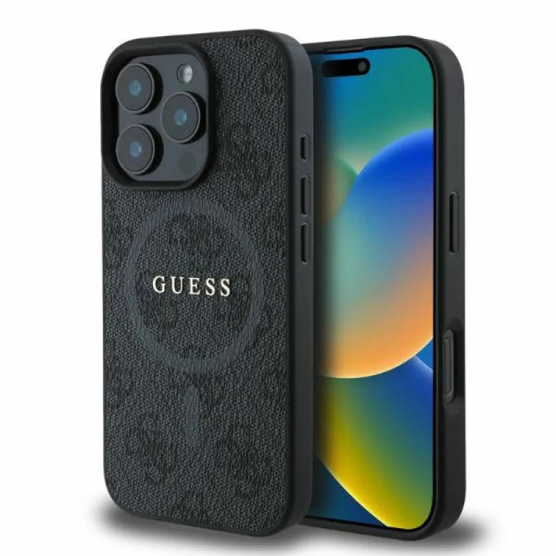 Guess 4G Ring Classic Logo MagSafe puzdro pre iPhone 16 Pro - čierne