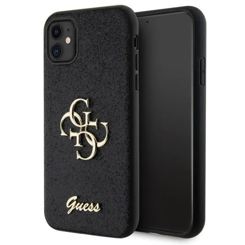 Guess GUHCN61HG4SGK puzdro pre iPhone 11 / Xr - čierne Glitter Script Big 4G