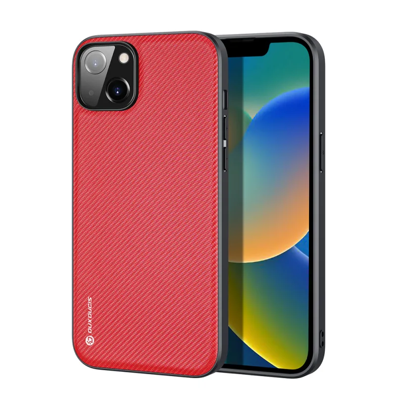 Kryt puzdra Dux Ducis Fino vyrobený z nylonu pre iPhone 14 Plus červený