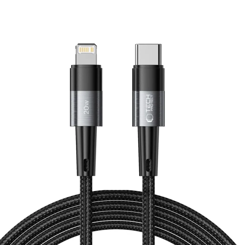 Tech-Protect UltraBoost Lightning / USB-C PD 20W 3A 2m kábel – sivý