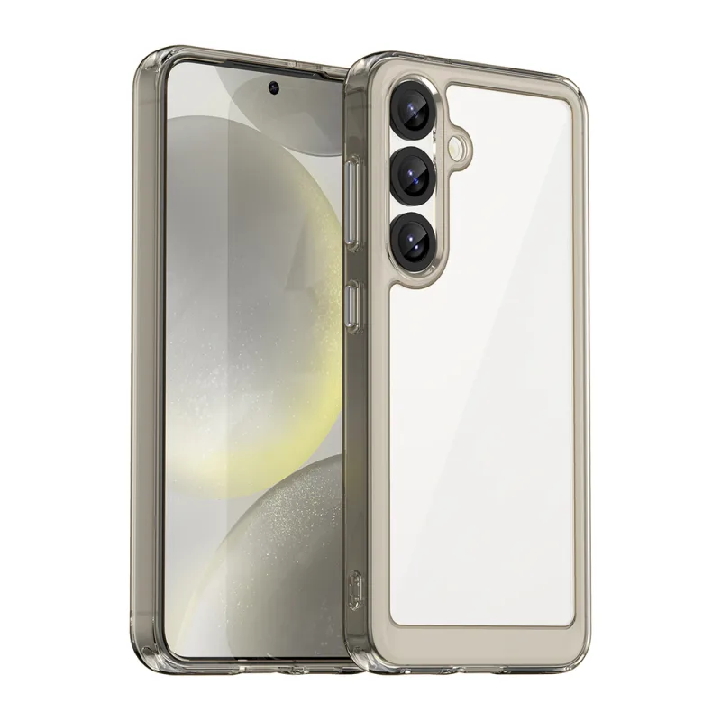 Puzdro Outer Space s gélovým rámom pre Samsung Galaxy S25 – priehľadné čierne