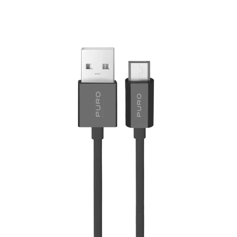 Puro TPE 12W USB-A - microUSB 1m Kábel - Čierny