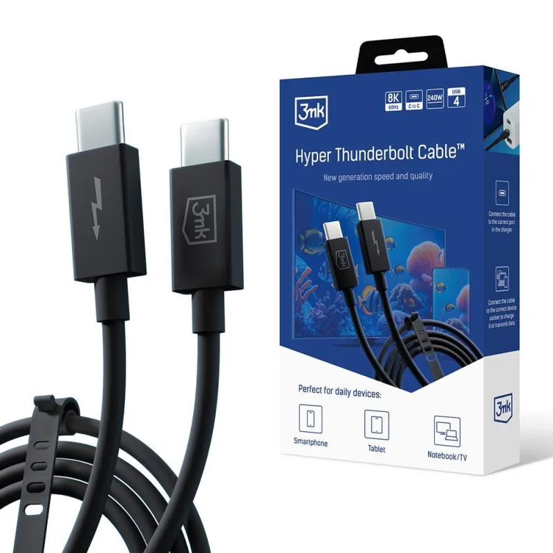 3mk datový kabel - Hyper ThunderBolt Cable 240W, černá 5903108515139