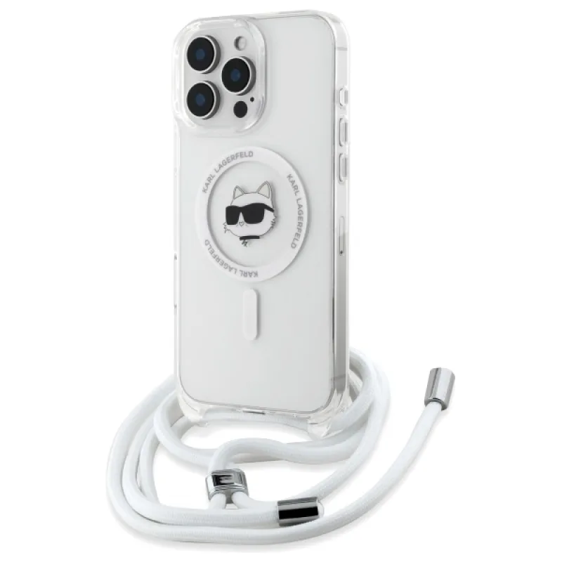 Puzdro Karl Lagerfeld IML Choupette Head & Cord Magsafe iPhone 16 Pro – priehľadné