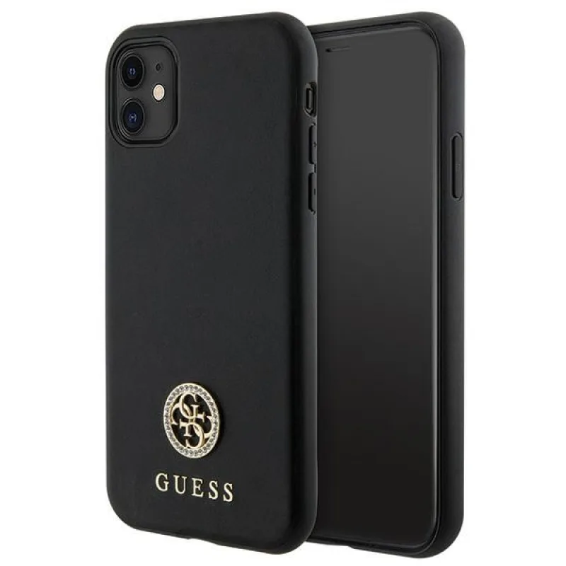 Guess Strass Metal Logo iPhone 11 / Xr 6,1" puzdro – čierne